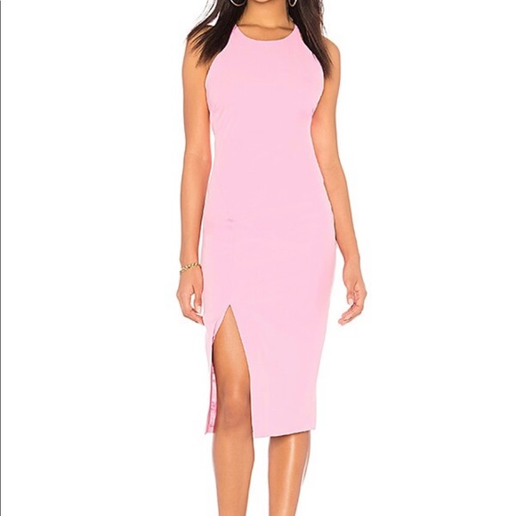 Bardot- backless pink midi with slit - Picture 1 of 3